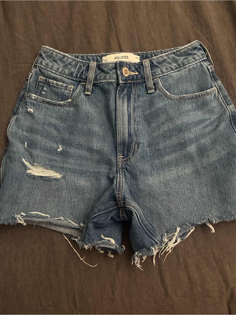 Hollister High-Rise Distressed Denim Shorts - Blue